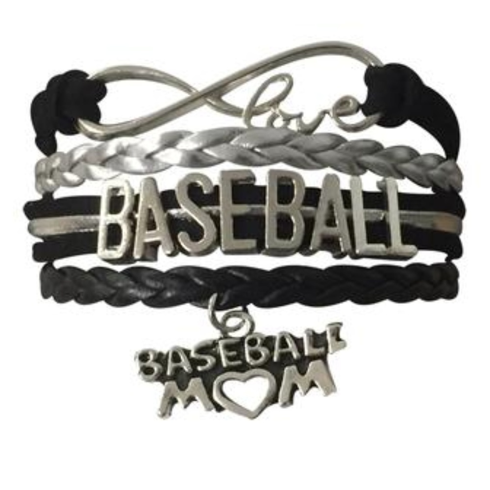 Baseball Mom Bracelet - Black & Silver